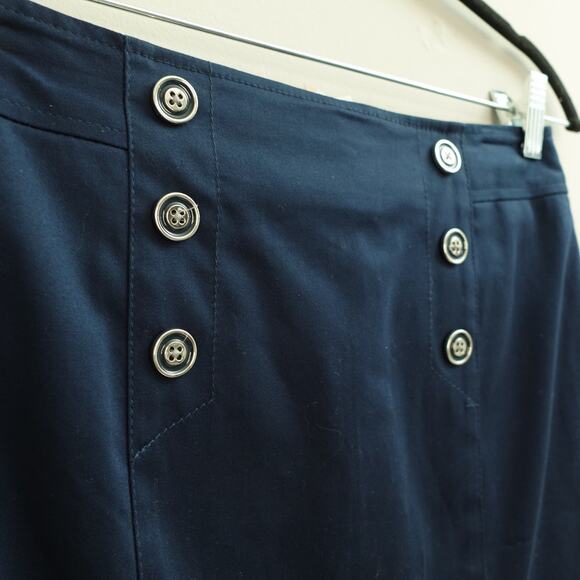 NWT Jones New York Womens Pencil Skirt Buttoned Stretch Career Navy Blue Size 2P - Picture 3 of 8